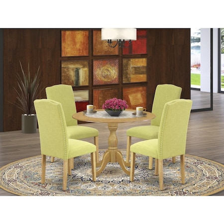 East West Furniture 5 Piece Dublin Dining Table Set - Oak DMEN5-OAK-07